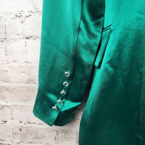 Retrofete Saige Double Breasted Blazer in Emerald Green Size Small NWT Satin - Picture 6 of 11